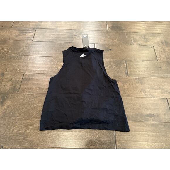 Adidas Tank Top Womens Black Sleeveless Tie Knot Front Crew Neck Size XS NWT - Picture 3 of 7